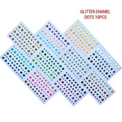 Pack of 10 60pcs/Sheet Round Assorted Size self Adhesive Glitter Enamel dots