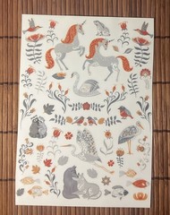 Crafter’s Square Rub-On Transfers Unicorn, Swan, Racoons, Flowers – Lot Of 2