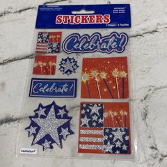 US Flag Stickers Red White Blue Ribbons Scrapbooking Patriotic 4th Of July Lot