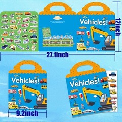 Reusable Sticker Book for Kids, Vehicles Truck Stickers Educational Learning…