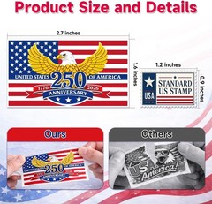 Patriotic 250th Independence Anniversary Stickers Roll American Flag Waterproof
