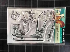 New Penny Black Rubber Stamp Christmas Winter JOYFUL JOURNEY squirrel freeUSAshp