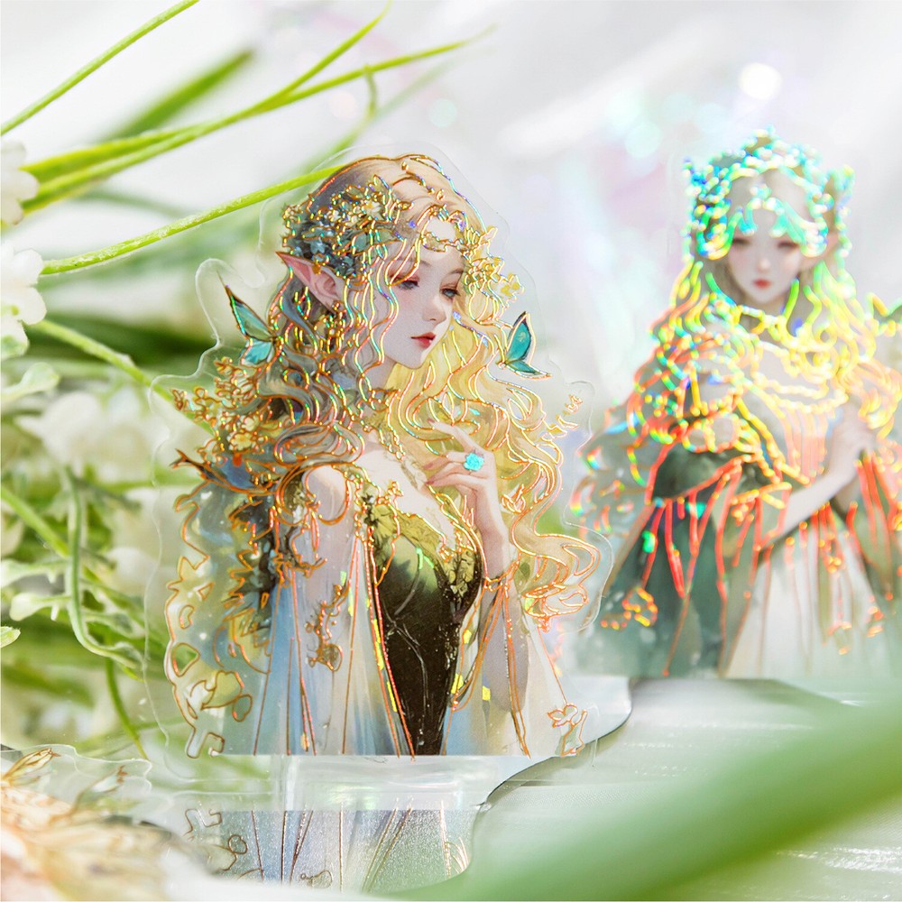 Stereo Laser Gold Fairy Elf Angel Stickers Shell-light Mermaid Scrapbooking DIY