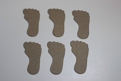 Foot Print Chipboard 6 Die Cuts Embellishment Footprints Feet