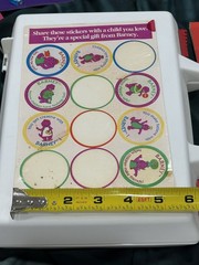Vintage Barney Sticker Sheet 1990s – 7 Stickers Left – Some Loose