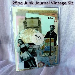 Vintage & Decorative Junk Journal Making Kit – 25pc Ephemera, Tags & Paper Pack
