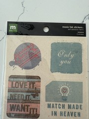 Making Memories Moxie Fab Stickers Self Adhesive Fabric Romance 5PC Scrapbooking