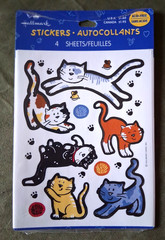 Vintage Hallmark Cat Stickers, mice yarn paws, kittens playing, 4 sheets, sealed