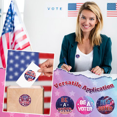 2 Rolls/ 1000 Pcs Be a Voter Stickers 1.5 Inch Vote Stickers White Red Blue roun