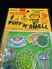 Vintage Puffy Scented Sticker Sheet Kawaii Melon Cocktail 80s Retro Puff n Smell