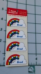 Vintage Stickers Name Droppers Rainbow Clear Decals BRAD 4 Stickers