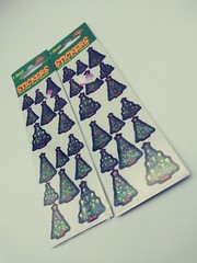 Beistle Vintage Christmas Tree Stickers Reflective NOS Lot Of 2 Holiday 1998 90s