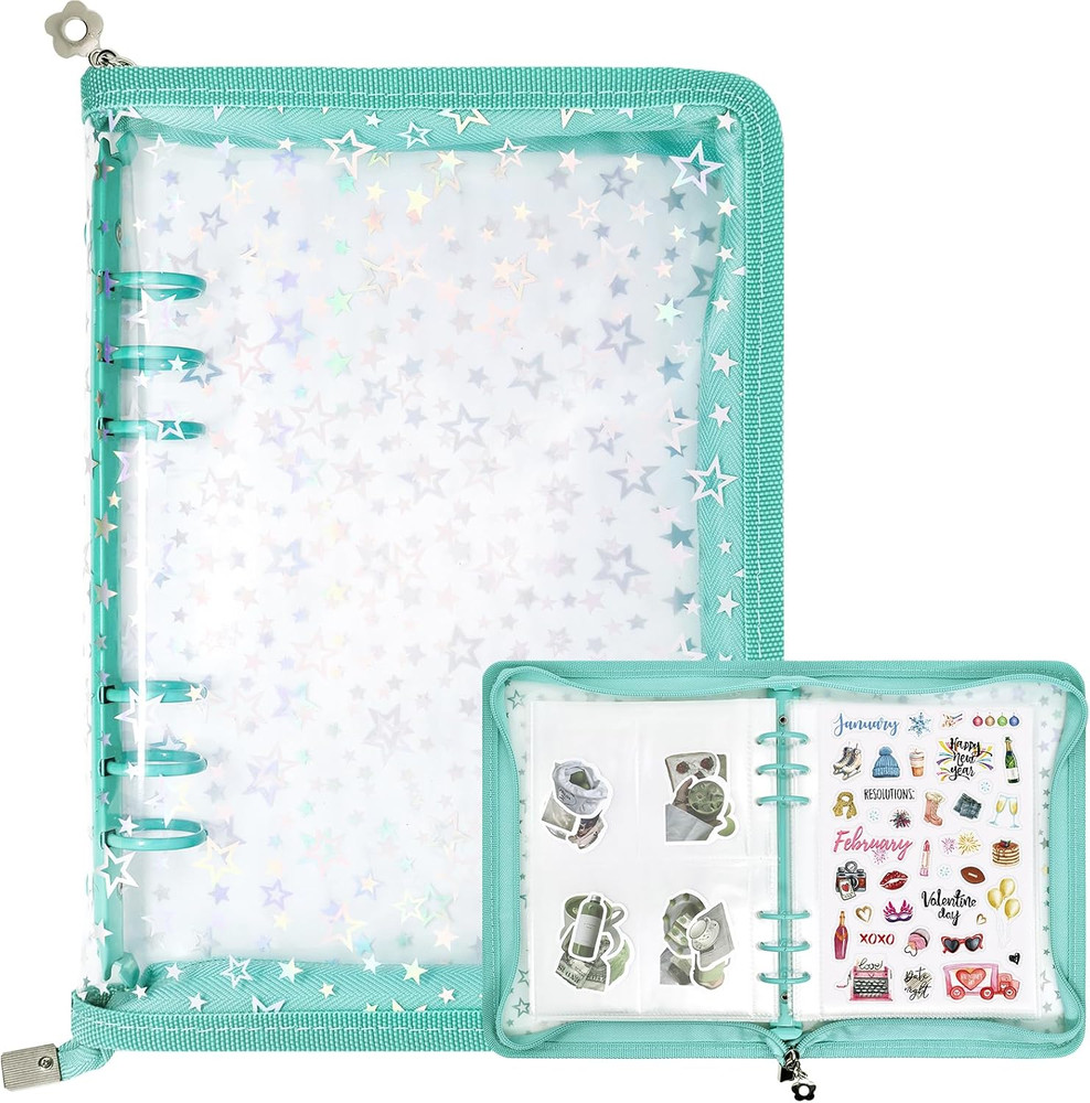 Sticker Storage Organizer Binder A5 Sticker Collecting Book Reusable Zipper