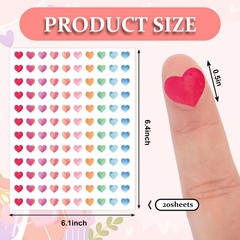 2400 Pcs Mini Love Heart Stickers Colorful Watercolor Heart Self-Adhesive Sticke