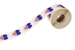 Patriotic Heart Stickers – 1.5″ Circle, 500 Pack, 4th of July & Veterans Day Sea