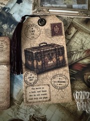 Vintage Explorer Junk Journal Kit Travel Ephemera Handmade Folio 93 Pieces