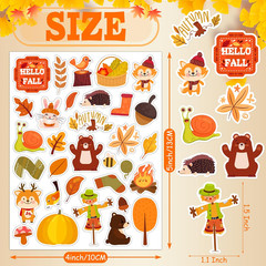 30 Sheets Fall Stickers for Kids, 900 PCS Autumn Leaves Pumpkin Thanksgiving Sti