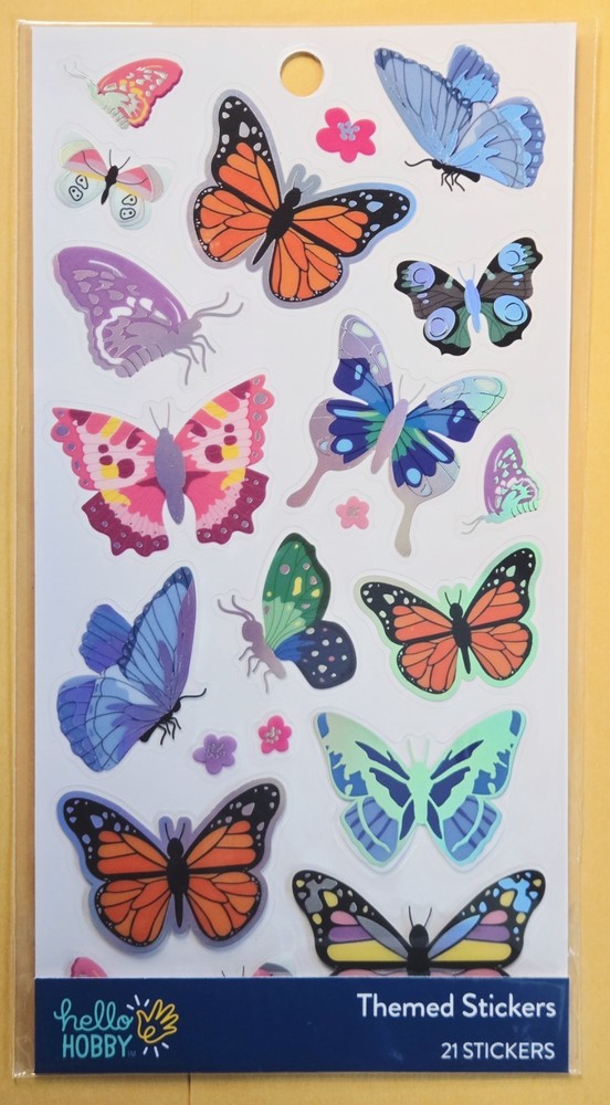 Butterflies Sticker Sheet /21 pieces/ Hello Hobby