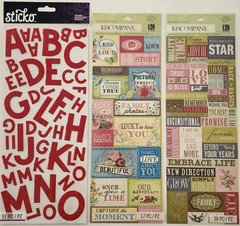 LG Size K&COMPANY STICKO & More Lot of 7 Scrapbooking Card Making Stickers