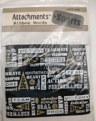(Set Of 2) Vintage Hot Off The Press Attachments Ribbon Words – School & Sports
