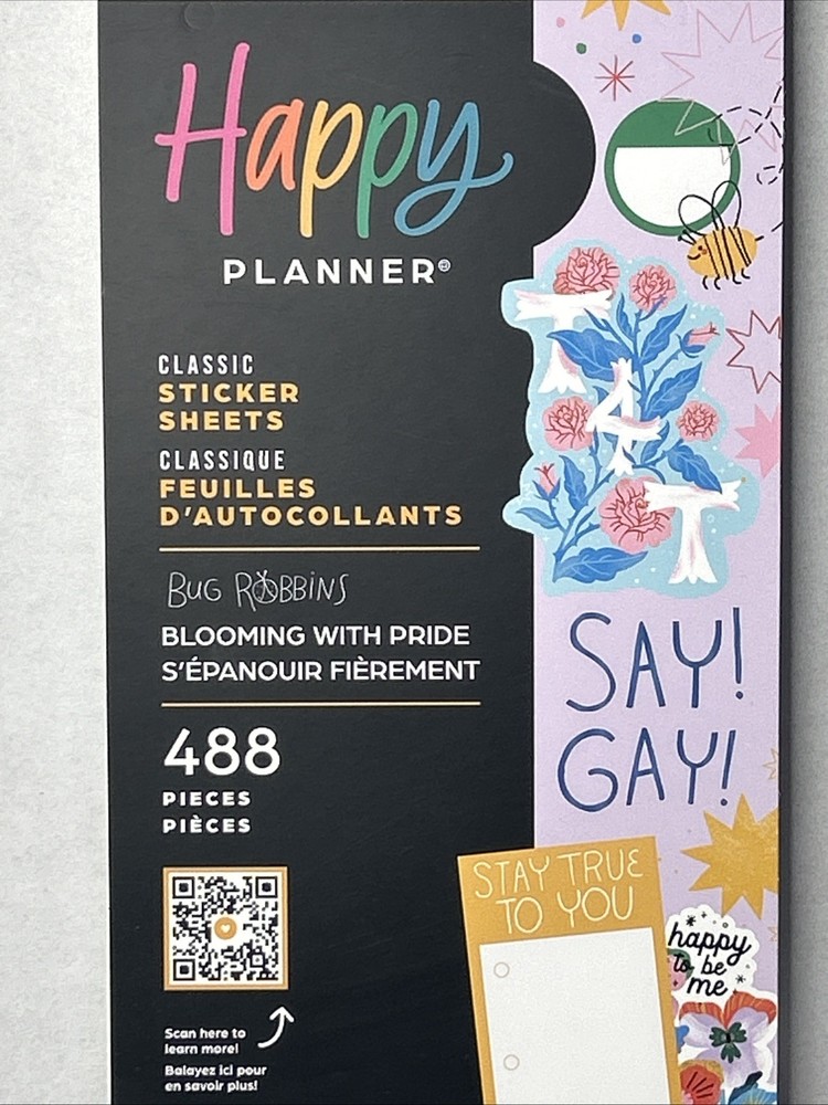 Happy Planner 488 Sticker book 30 Sheets Blooming With Pride Gay Love Floral