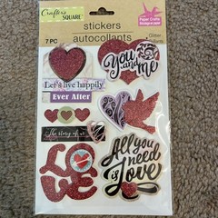 *Crafter’s square Stickers 3D Sparkly Love Hearts