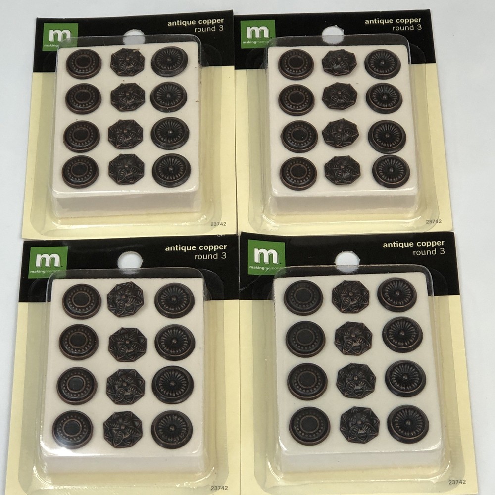 48 Making Memories Decorative Brads Antique Copper Round 3mm Scrapbook 4 Packs