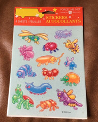 VINTAGE AMERICAN GREETINGS FORGET ME NOT BUGS INSECTS 4 STICKER SHEETS NOS NIP *
