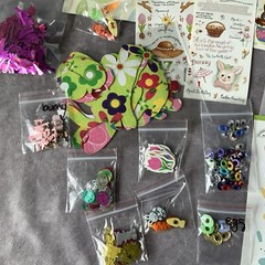 Scrapbook Embellishments SPRING EASTER Stickers Ribbon Eyelets Scraps USED