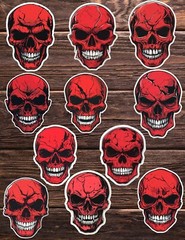 Red Skull Die Cut Vinyl Stickers Set Scrapbooking Laptop Waterbottle