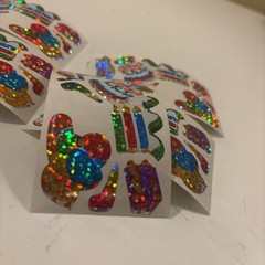 Vtg 1980s stickers Hambly Studios Mylar Foil Shiny Birthday Stickers Set 5 (a83