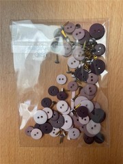 VINTAGE BAZZILL RAISIN TRIO BUTTONS AND BRADS Embellishments