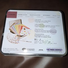 Creative Memories Sticker Pen Paper Set Scrapbooking Action Pack Tin Box 2006