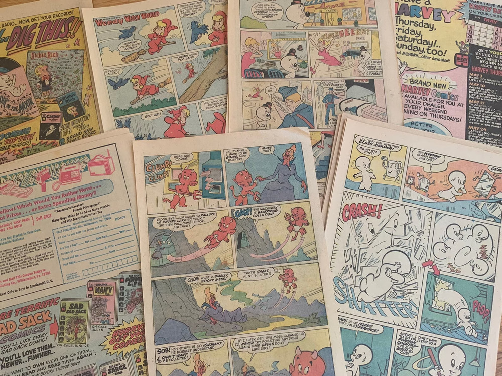 20 Page Casper & Wendy Vintage Comics Paper Pack – scrapbooking ephemera