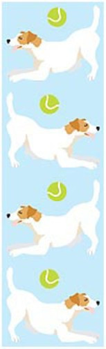 Mrs. Grossman’s Stickers – Jack Russell Terrier – Dog w/ Tennis Ball – 4 Strips