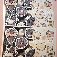 Cute Celestial Cats Sticker Sheets | 14 Individual Stickers Each Sheet