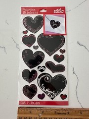 Sticko Valentine Stickers 18 PC Decorative Chalk Hearts Scrapbooking Crafts Art