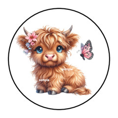 BABY HIGHLAND COW ENVELOPE SEALS STICKERS LABELS TAGS 1.5″ ROUND (30) BUTTERFLY