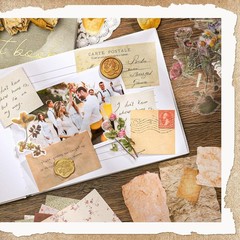 Prudiut 445 Pcs Vintage Scrapbook Paper, Journaling Supplies Kit, Delicate Decor
