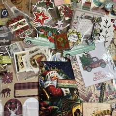 Huge Scrapbooking Lot Mostly Christmas Paper Stickers Transfers Borders Tags +++