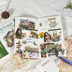 Garden Journal Stickers for Junk Journal Supplies, 50 Sheets Precut Watercolo…