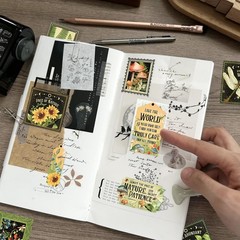 Bomichi 100 Pcs Postage Stamp Stickers, Aesthetic Insect Plants Colorful