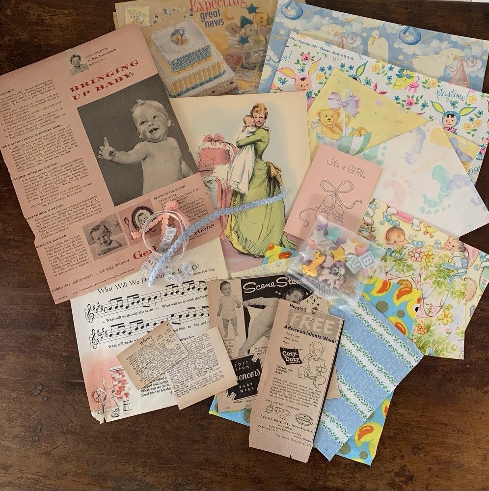 Vintage Baby Themed Junk Journaling Ephemera Packet Mid Century & Modern