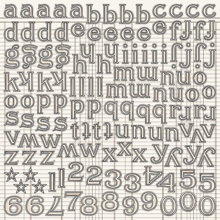 Jenni Bowlin, Alphabet Stickers, Cardstock Alpha Stickers, Black Ledger, Lower