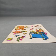 Vintage Puffy Stickers Sheet STICK-ONS Retro Scrapbook Craft Hobby