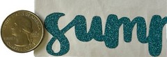 BLUE GLITTERED “SUMMER” W/a Heart Sticker(1pc)Sun•Summer Break•Cursive•Teal•Word