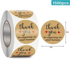 3 Rolls Small Business Thank You Stickers – 1500pcs Hot Gold Printing | 3 Style