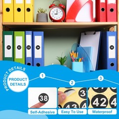1 to 50 Number Stickers 1.5 Inch, Vinyl Round Labels Dot Decals, Black