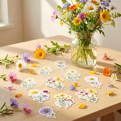 500Pcs Wildflower Stickers Self-Adhesive Waterproof Colorful Floral Paper