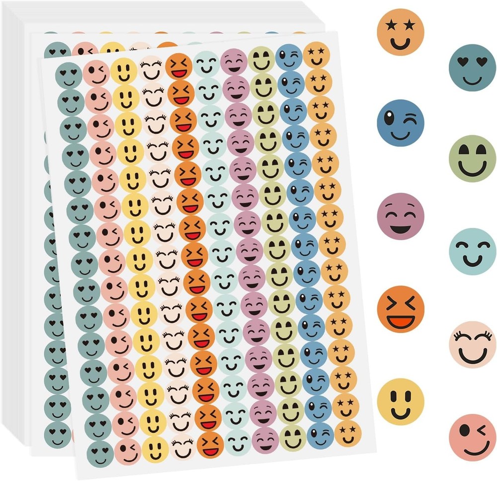 Happy Smiley Face Stickers for Reward – 10050 PCS 10-Colors Small Smiling Sticke